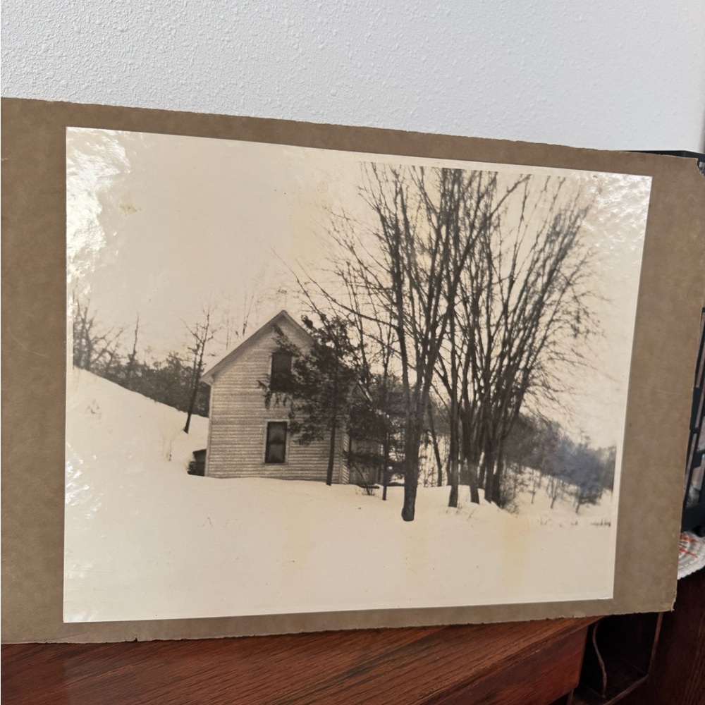 Vintage 11”x14” Early 1900’s Winter Homestead Scene Photograph
